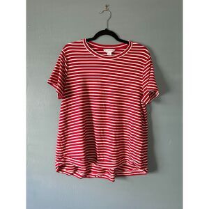 Liz Claiborne short sleeve red/white stripped top size XL